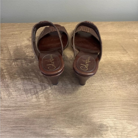 Cole Haan Air Huarache Slide Wedge Sandal Womens Size 6B Slip On Leather Carob - Picture 4 of 11